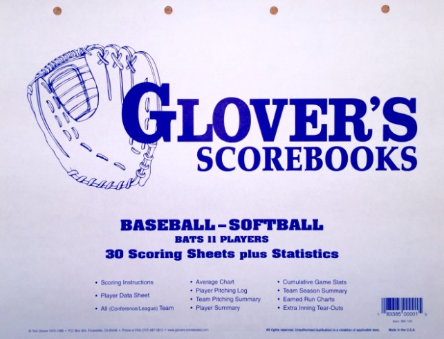 Glovers scorebooks - 30 game filler (with stats)